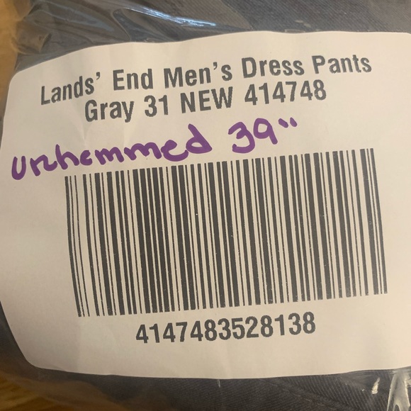 NWT LANDS' END MEN'S DRESS PANTS GRAY 31 UNHEMMED - Picture 6 of 7